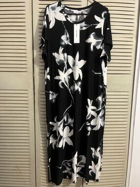Calvin Klein Black and White Floral Maxi Dress